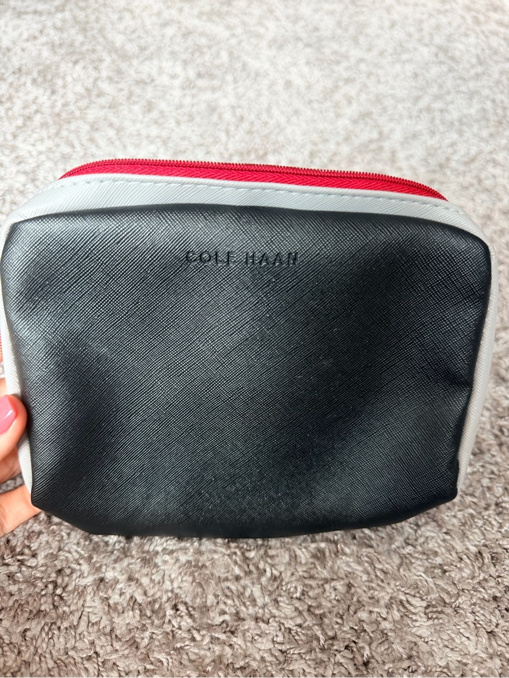 Cole Haan Black Travel Pouch with Red Zip